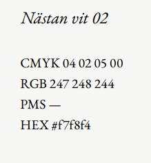 Nästan vit 02 färgkoder